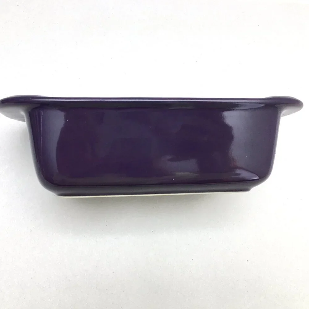 Longaberger Pottery Eggplant Purple Mini Loaf Dish Woven Traditions Bakeware